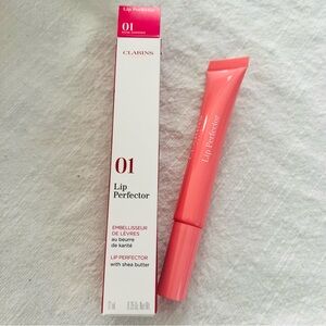 Clarins Lip Perfector - 01 Rose Shimmer NEW in box, Full Size
